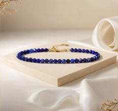 Lapis Beaded Bracelet, Dainty Gold plated bracelet for women, Handmade jewelry